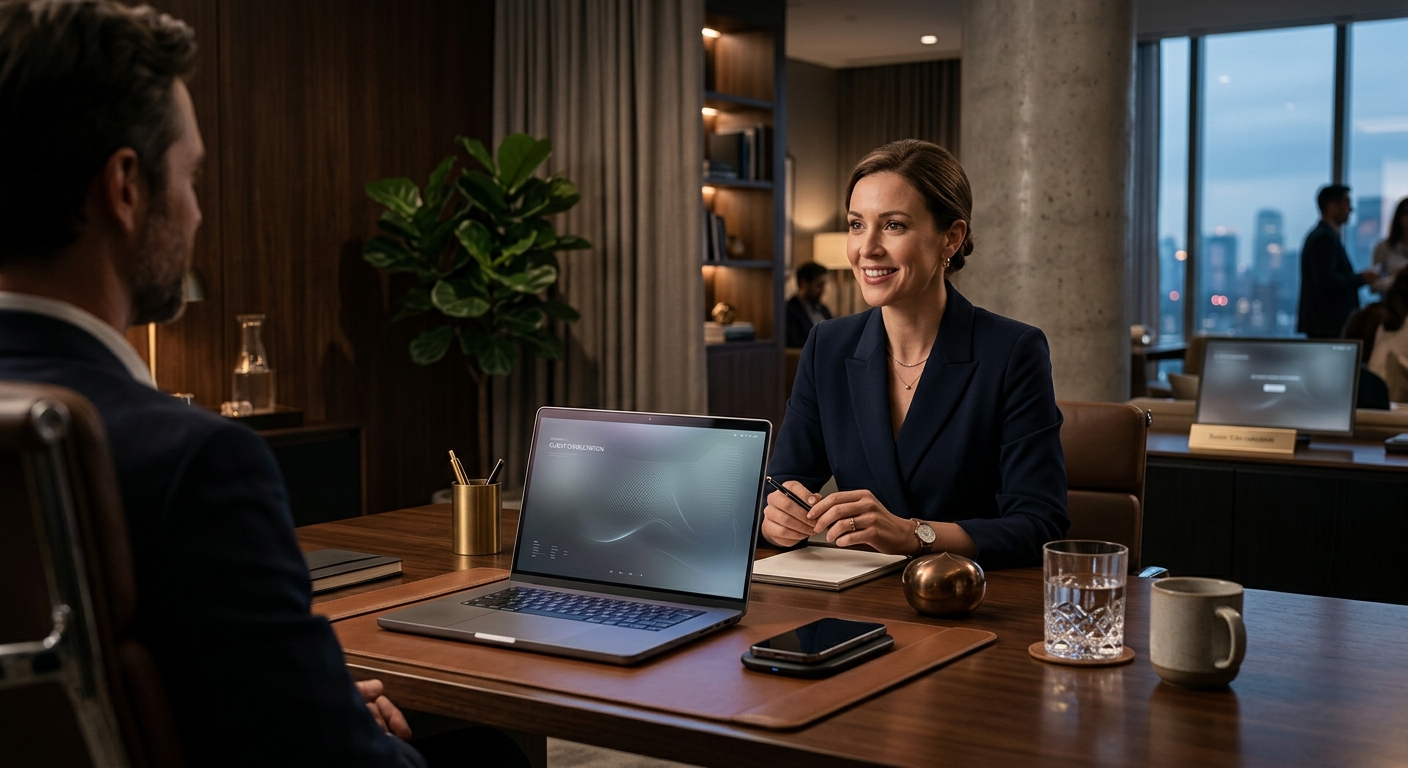 Premium AI and automation workspace with refined digital tools