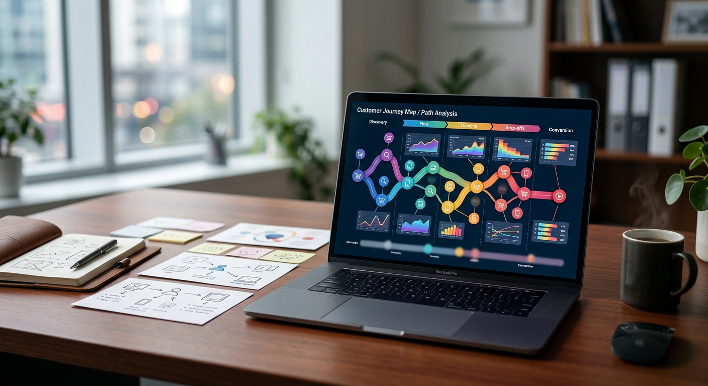 Premium business materials representing customer journey and behavior analysis